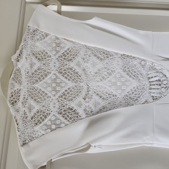 NWT Women Catherine Malandrino BLANC Nina Lace Back dress size 0$690 - Picture 9 of 10